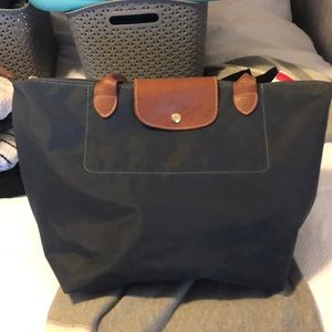 Gunmetal  large Longchamp bag
